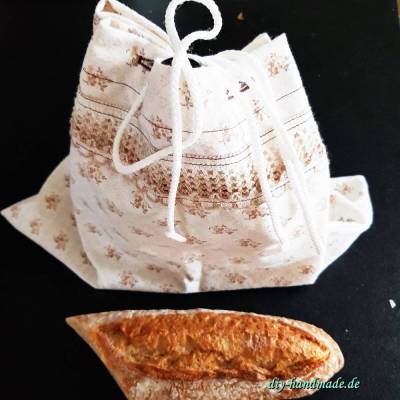 Stoffbeutel Vintage 34 x 32 cm – Brotbeutel, Brötchenbeutel, Zero Waste, Upcycling Unikat