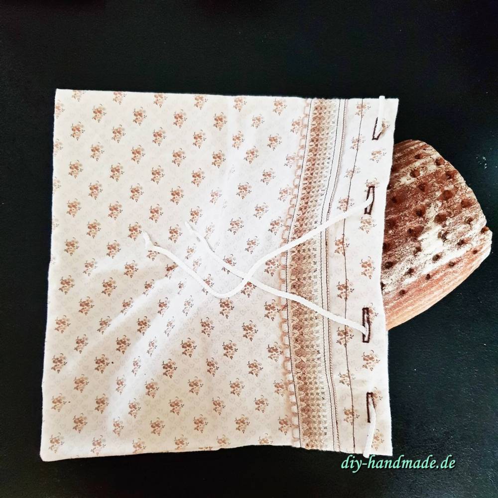 Stoffbeutel Vintage 34 x 32 cm – Brotbeutel, Brötchenbeutel, Zero Waste, Upcycling Unikat Bild 2