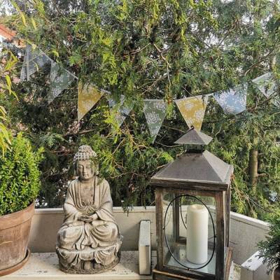 Ab 20€/m • Wimpelkette aus Wachstuch • Wimpelkette Outdoor • Holunderblüten • ab 100cm •