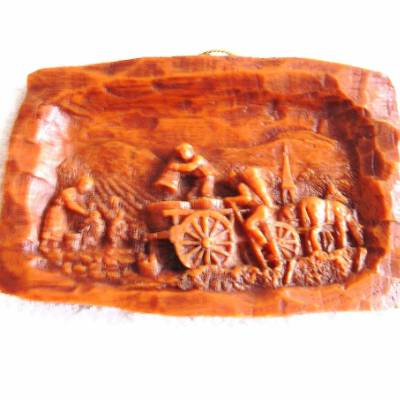 Vintage Wachsbild Weinlese aus den 70er Jahren