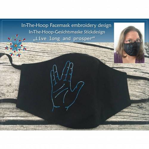 ITH Gesichtsmaske / Mund-Nase-Schutz / Behelfs-Mund-Nase-Maske „Live long and prosper“