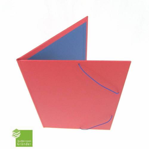 Eckspannermappe, DIN A4, hellrot hellblau, Sammelmappe, handgefertigt