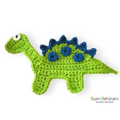 Dinosaurier Dino Häkelapplikation, gehäkelter Dino, Applikation, Aufnäher, Häkelbild, Häkeldino, Häkeldinosaurier 