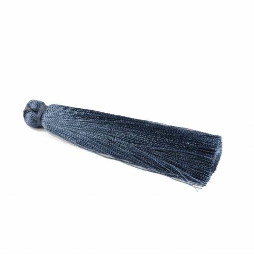 Quaste, Seide, stahlblau, XL, 7cm