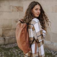 Lederfaserstoff Rucksack Braun