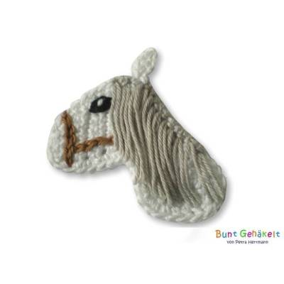 Pferd, Häkelapplikation, Aufnäher, Pony, Applikation, Tierapplikation, Pferdeapplikation, Mädchenapplikation