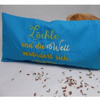 1 Stück Augenkissen Yoga, abnehmbarer Bezug, waschbar, verschiedene Farben, türkis, mit Leinsamen und Lavendel, bestickt, Meditation, Entspannung, Dieda