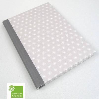 Notizbuch, hell-grau, A5, dezent, handgefertigt, 100 Blatt