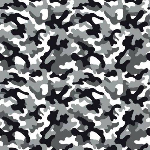 Baumwolldruck Camouflage weiß grau schwarz – Stoff für Masken, Bekleidung & Deko