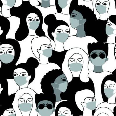 Baumwolldruck Maskenpflicht weiß grau schwarz – Stoffmaskenstoff für Damen, Herren & Kinder