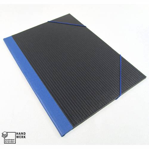 DIN A4, Mappe, schwarz hellblau, Eckspannermappe, Sammelmappe, handgefertigt