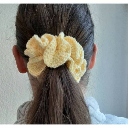Zopfgummi Haargummi gehäkelt gelb