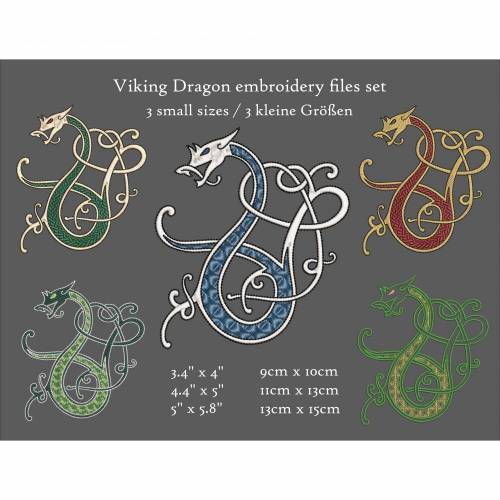 Wikinger Drache Stickdateien Set 10cm x 10cm – 13cm x 15cm