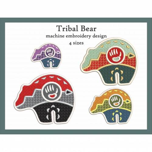 Tribal Bär Stickdateien Set 10×10, 13×18
