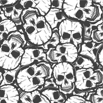 12,90EUR/m Baumwolldruck Webware Totenkopf Skulls in schwarz-weiß