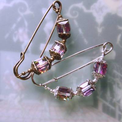 Tuchnadel funkelnde Kristall-Würfel, große Anstecknadel Bronze oder Silber Farbwahl