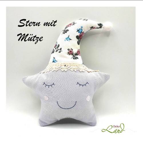 ITH Stickdatei Stern mit Mütze Set – 4 Größen, Sofortdownload, für Kinderzimmer Deko