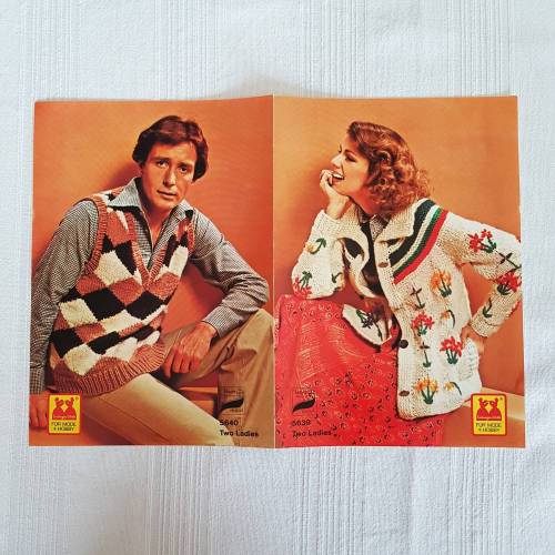 Vintage Strickanleitung Damenjacke, 36/38, Herrenpullunder, 50/52
