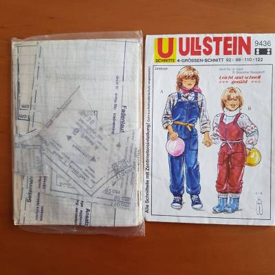 Vintage Schnittmuster Kinder, Latzhose, 4-Größen-Schnitt 92+98+110+122 Leicht und schnell genäht