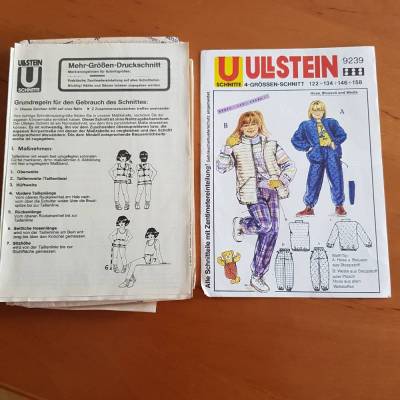 Vintage Schnittmuster 9239 Ullstein, Kinder, Hose, Blouson, Weste 4 Größen-Schnitt, 122+134+146+158