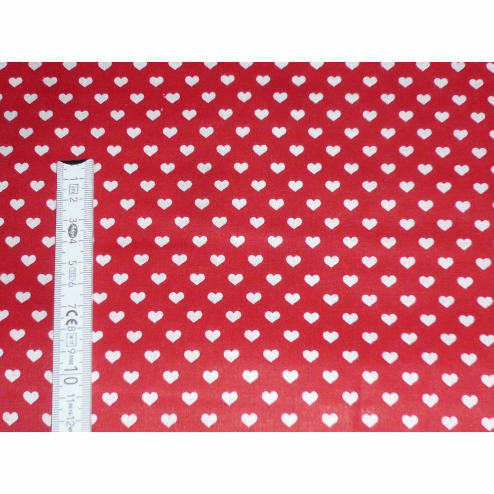 11,10 EUR/m Stoff - Baumwolle, Herzen weiß auf rot Bild 5