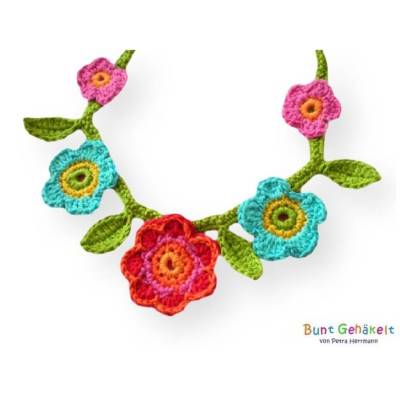 Häkelkette, Kette, Häkelschmuck, Kinderkette, Blumenkette, Häkelblumen, Mädchenschmuck