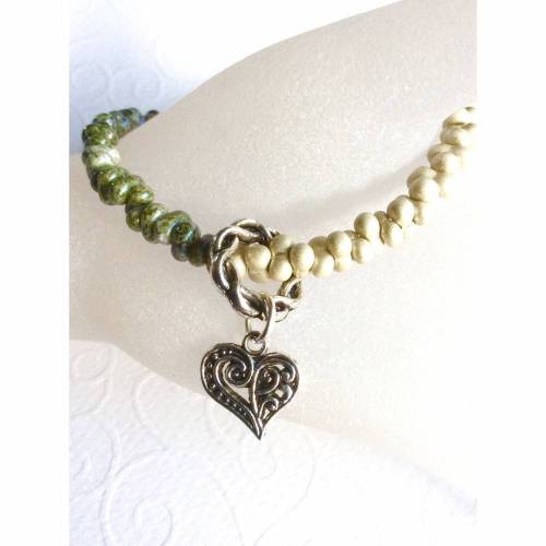 Armband Papillon Perlen mit Herz Anhänger