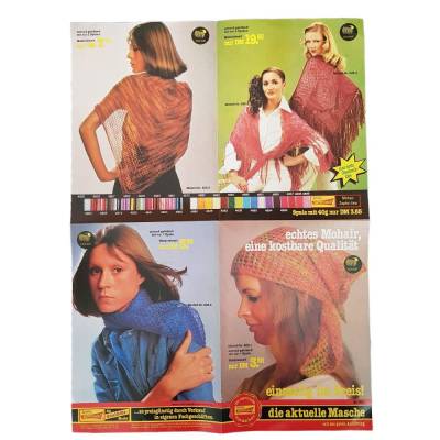 Schal, Kopftuch, Modelle 1, 3, 4, 5 Vintage Anleitungen zum Häkeln, Rödel