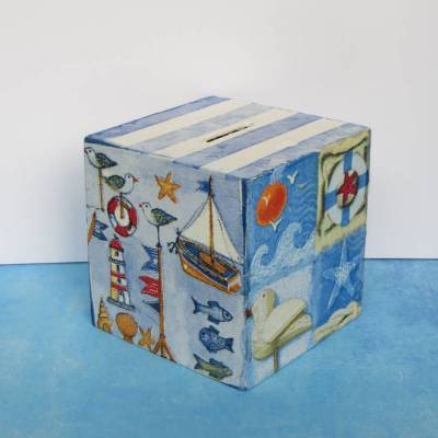 Maritime Holzspardose,  Urlaubskasse 