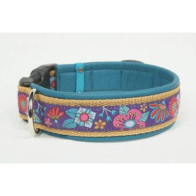 Hundehalsband »Mio« lila mit echtem Leder unterlegt aus der Halsbandmanufaktur von dogs & paw