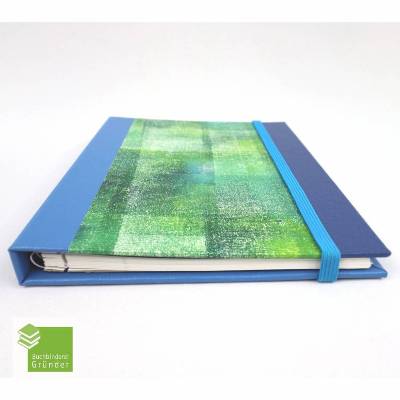 Collegeblock-Mappe für DIN A5, blau, Block austauschbar, Verschlussgummi, Spiralblock