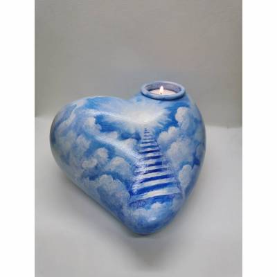 Tierurne handgemalt 1,7 L – Keramik Künstlerurne by Janus | Handarbeit & Unikat - Herz mit Teelicht