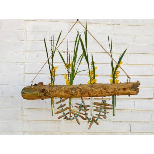 Hängevase aus Treibholz, Reagenzgläsern, Haken, Wohndeko, Vase, hängende Deko, Seawood, martim, Fensterdeko