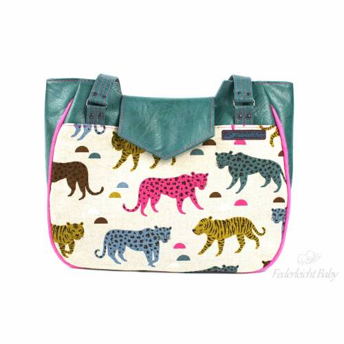 Schultertasche Molly Tiger petrol – Handtasche mit Raubkatzenmotiv & viel Platz