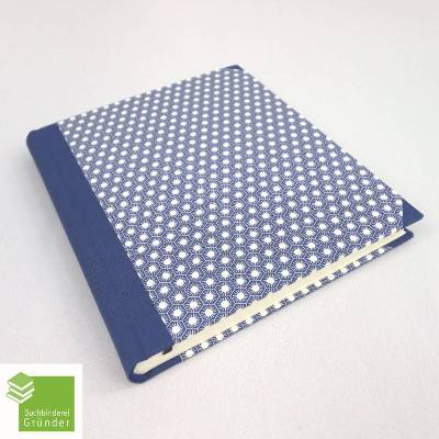 Notizbuch, dunkel-blau retro, 18 x 15,7 cm, Papier glatt, 128 Blatt, handgefertigt