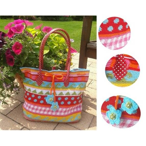 Häkelanleitung Shopper Tasche kunterbunt Bild 1