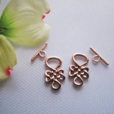 2 Knebelverschlüsse Keltischer Knoten hell Rosegold 23 mm x 14 mm