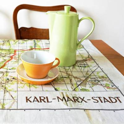 Karl-Marx-Stadt Tischdecke Picknickdecke Strandtuch, DDR Stadtplan 1960er Jahre