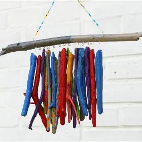 Treibholz, Windspiel bunt, extravagante Fensterdeko, Mobile, Geschenk, Wohndeko, maritim