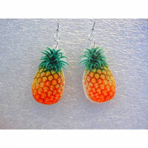 Ananas  Ohrhänger, 925, Obst, beidseitig, 