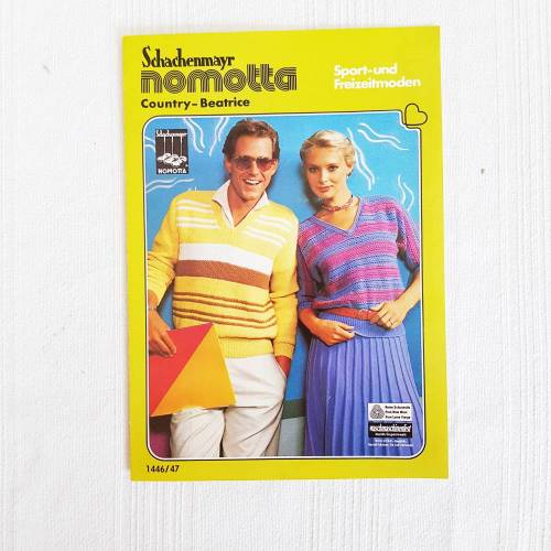 Vintage Häkelanleitung von Schachenmayr nomotta, gehäkelter Damenpulli, 38/40,42/44, Herrenpullover 48/50, 52/54