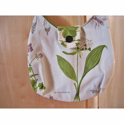 Kleine grüne Handtasche mit langen Henkeln – Unikat, handgemacht aus Baumwolle