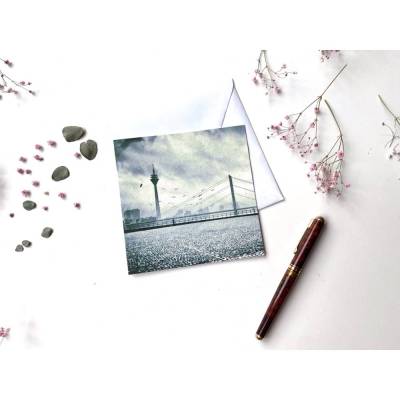 Düsseldorf Fernsehturm Rheinpromenade - Fine Art Print Foto - Klappkarte mit Umschlag - Format quadratisch