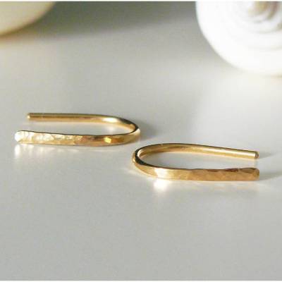 Kleine gehämmerte Ohrringe Gold filled 15 mm, Creolen offen, schlichte Ohrringe, Creolen gehämmert, minimalistische Ohrringe, Bogen Ohrringe golden