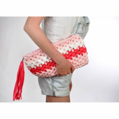 Häkelanleitung Clutch/Handtasche aus recyceltem Textilgarn – Für Anfänger