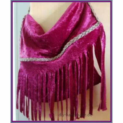 Coole Hippietasche Bohemian Style – Handgemachte Stofftasche mit Fransen, Unikat, rot