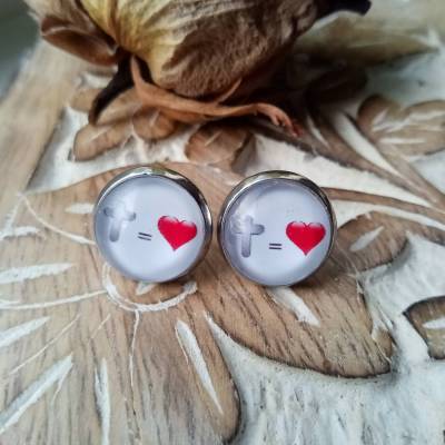 Schmuck Kreuz gleich Liebe Ohrstecker, Ohrringe, Ohrhänger, Ringe mit Cabochon
