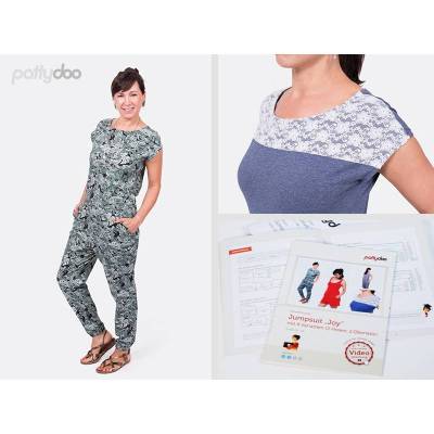 Papierschnittmuster Joy Jumpsuit mit 4 Varianten by pattydoo Gr 32- 48(1 Stück/11,- €)