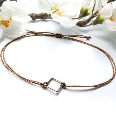 Filigranes Armband Quadrat silberfarben Freundschaftsarmband Farbwahl 25 Farben Armband Makramee