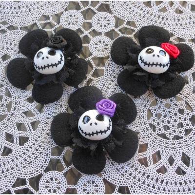 Haarspange Skull  Blume Stoff Totenkopf Spitze Rose verschiedene Ausführungen 